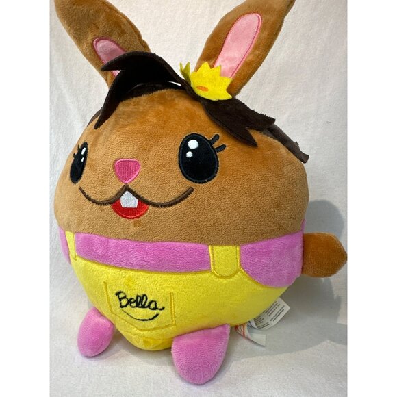 Fiesta Bella Plush Bunny Toy Yellow & Pink Overalls 10" Soft Stuffed Animal - Picture 2 of 6